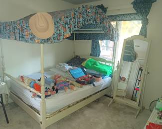 Canopy bed and floor mirror