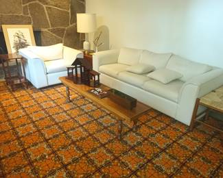 Couch and chair set from 'The Denver'. 12x16 orange rug