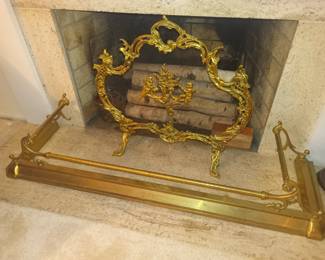 Brass fireplace screen and gate