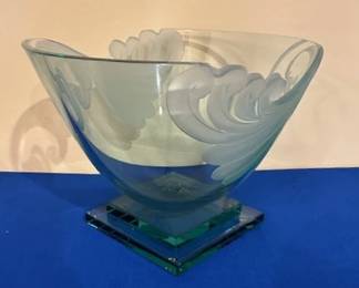 Frosted and Etched glass bowl.