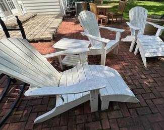 Seaside Casual adirondack chairs, ottomans and side table.