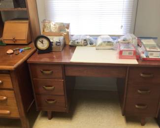wood desk $45.00;  office bundles