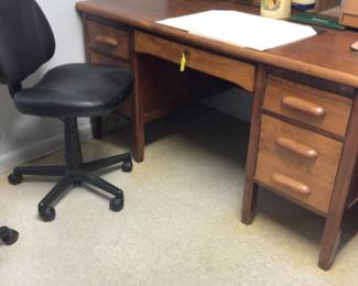 Oak desk w/ key $70.00; office chair $40.00