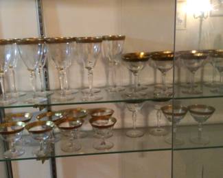 More Tiffin "Rambling Rose" goblets, Anthoiny dogs & cat