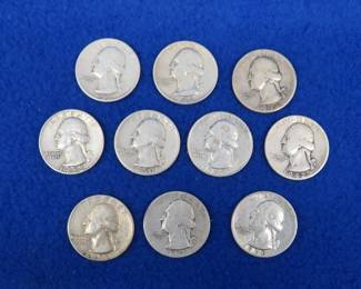 Lot 259. Ten Silver Washington quarters