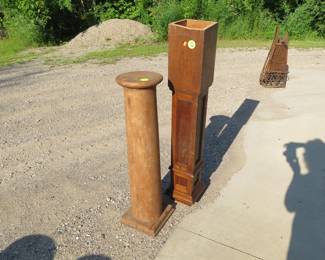 Lot 304. Wooden 35" plant pedestal and a 44" wooden architectural pillar