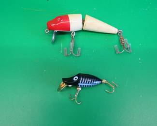 Lot 35. Vintage Horrocks-Ibbotson 3 1/2" Go-Getter with tack eyes, and a Heddon Tiny Runt