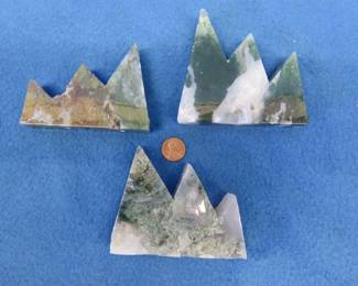 Lot 201. Three Moss Agate Mountains. 1.40 total lb.