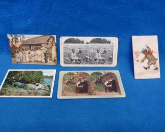 Lot 204. Two Black Americana postcards, two stereocards, and one advertising coffee card