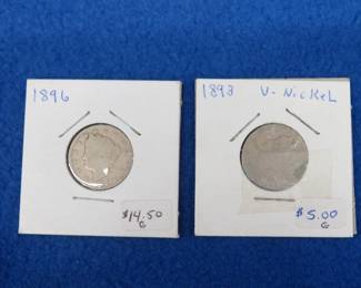 Lot 250. 1893 and 1896 "V" nickels