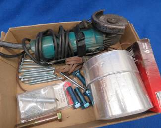 Lot 377. Makita grinder, furnace tape, and more