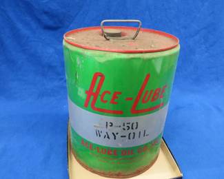 Lot 395. St. Paul Ace-Lube 5-gallon (empty) oil can, paint is in very good condition, bottom of can is pretty rusted