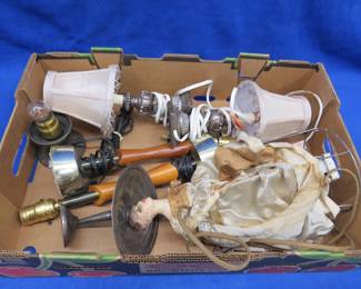 Lot 146. Old lamps and a weighted sterling compote