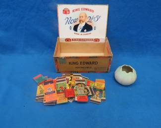 Lot 392. Rosemeade bowl and unused match covers in a King Edward cigar box