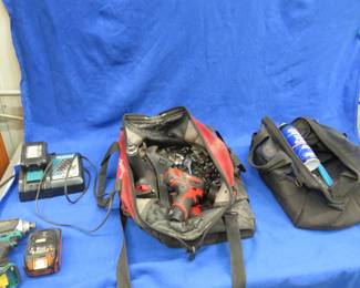 Lot 78. Two bags of tools including Milwaukee, Makita, Snap-On, and more