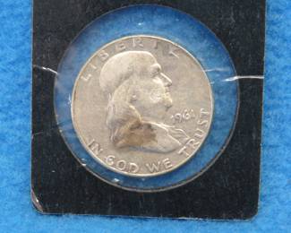 Lot 51. 1951 D Franklin half and a jewelry set marked "Alpaca Mexico"