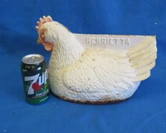 Lot 139. Cast iron chicken boot scraper "Henrietta". Marked Foundry Collection, Mankato, MN
