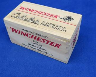 Lot 95. 500 Winchester 22 LR rounds in a "Limited Edition" brick-sized wooden crate