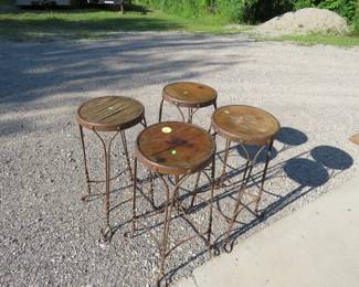 Lot 303. Four vintage wire ice cream parlor stools