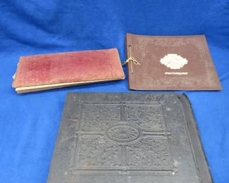 Lot 152. Three vintage photo albums. One has over 500 photos or postcards of bridges. Two are unused