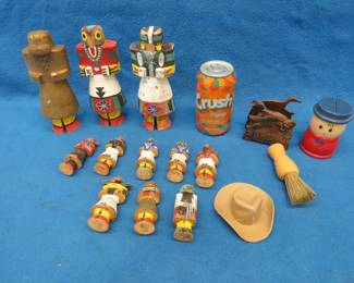 Lot 108. Kachina style wooden figures and more