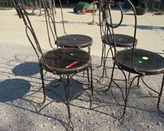 Lot 311. Four vintage wire ice cream parlor chairs