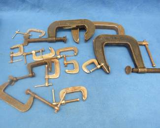 Lot 398. C-clamps ranging in size from 6" down to 1"