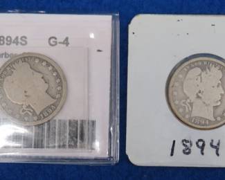 Lot 251. Two 1894 S Barber Quarters