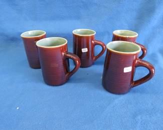 Lot 413. Five Red Wing Village Green mugs