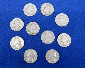 Lot 252. Ten silver Washington Quarters