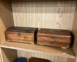 Vintage Hand Carved Wooden Jewelry Box/Trinket Box