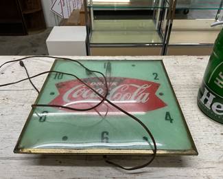 1950's Green Coca-Cola Advertising Lighted Electric Clock