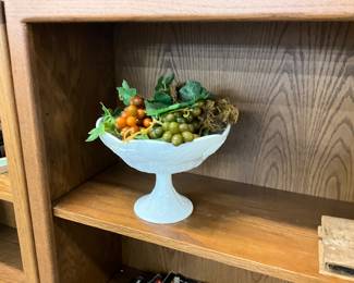 White Milk Glass Fruit Bowl