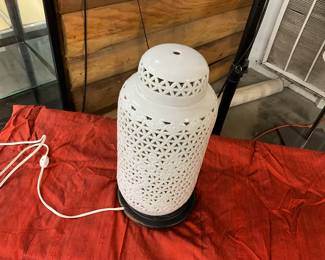 1960's Chinoiserie Blanc De Chine reticulated Porcelain Table Lamp Base