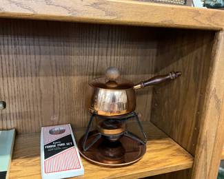 Copper Fondue Pot - 6 pc Fondue Fork Set