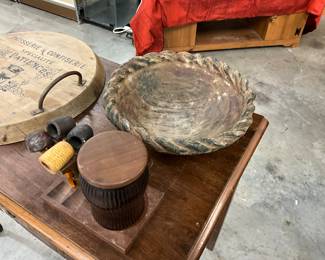 Vintage Smoking Pipes & Stand - Terracotta Mexican Clay Pottery Braided Bowl