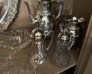 Antique silver plate serving pieces