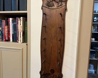 Antique Enkeboll hand card wooden wall, spool, rolling pin or magazine holder. 