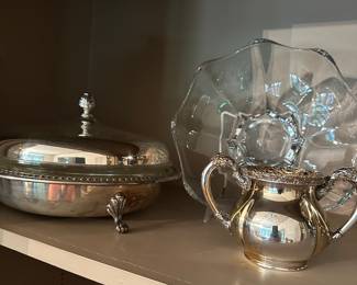Silver plate serving pieces 