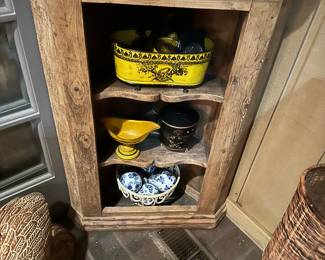 Antique pine corner cabinet shelf