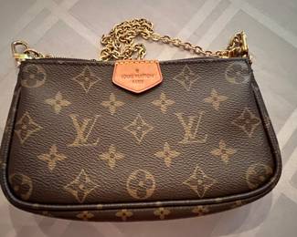 51. Louis Vuitton Paris Handbag w/ Gold Chain (8.5" x 5")