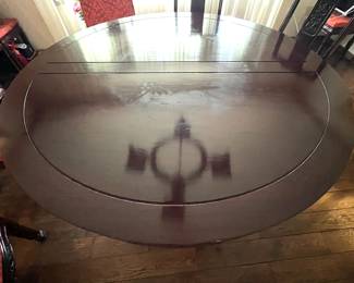 27. Carved Rosewood Dining Table (60" x 30") w/ Lazy Susan (30")