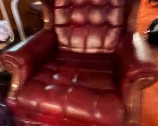 140. Burgundy Leather Arm Chair