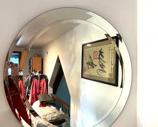 75. Round Double Framed Beveled Mirror (36")