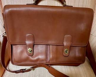 156. Coach Prescott Briefcase Bag, British Tan Leather