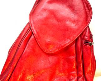 87. Red Leather Backpack from Spain