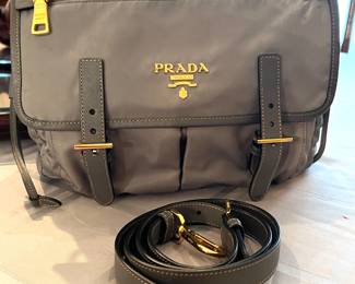 54. Prada Limited Edition Nylon Shoulder Bag w/ Gold Accents (11" x 4" x 8")