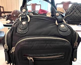 55. Vintage Tod's Black Nylon Pashmy Cubotto Handbag (10" x 6" x 6")