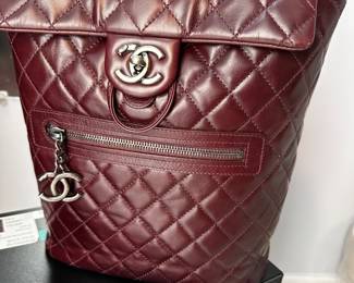 154. Chanel Mountain Burgundy Quilted Calfskin Backpack