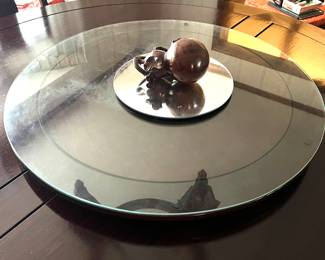27. Carved Rosewood Dining Table (60" x 30") w/ Lazy Susan (30")